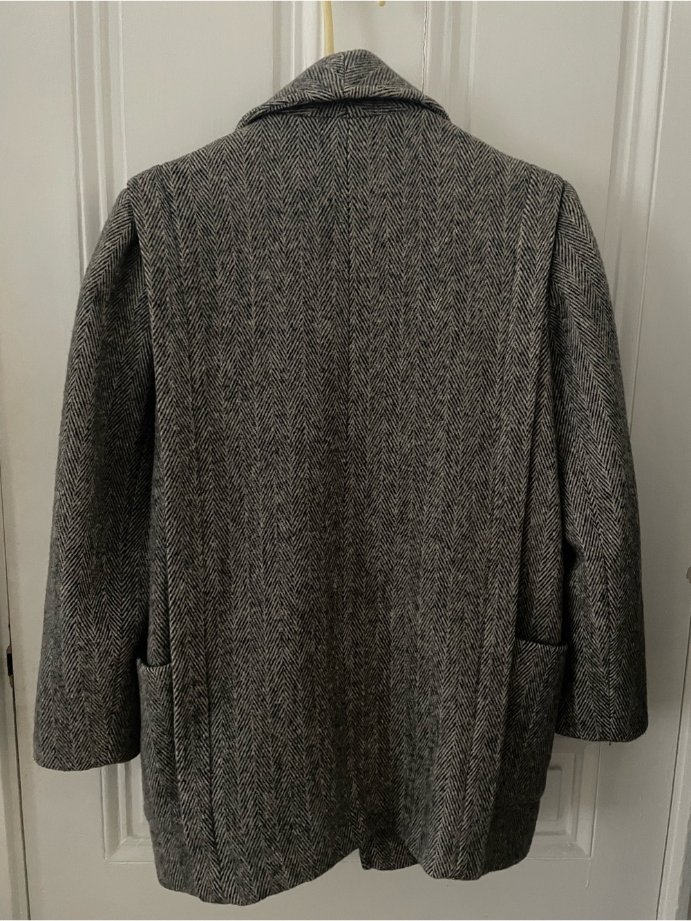 Herman Kay Women's Gray Herringbone Shawl Collar Pea Coat - Picture 2 of 4